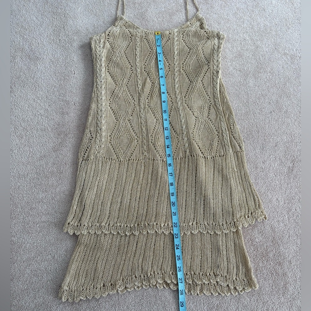 Ralph Lauren Crochet Knit Beige Maxi Slip Dress - Picture 3 of 7